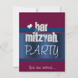 Red Bat Mitzvah Bar Mitzvah party Invitation