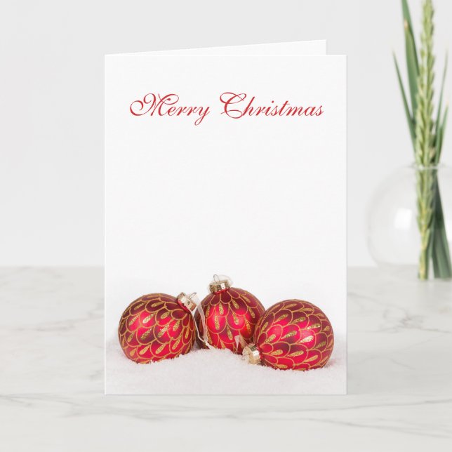 Red Bauble Christmass Card - Personalised (Front)