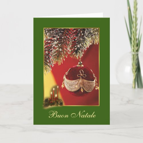 Red bauble Italian spruce Christmas Holiday Card