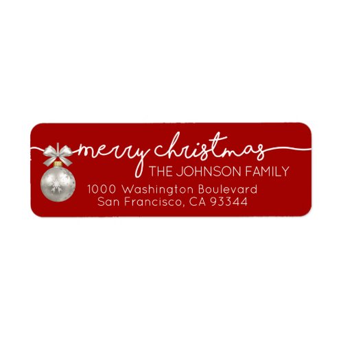 Red Bauble Merry Christmas Return Address Label