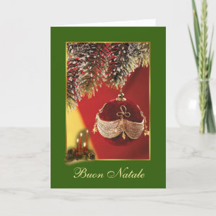 Red bauble, spruce Italian Christmas Holiday Card