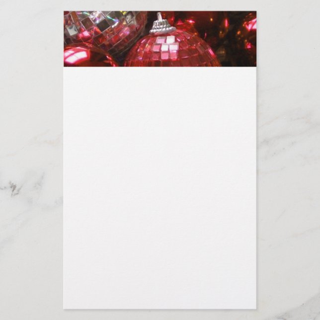 Red Baubles header stationery white (Front)