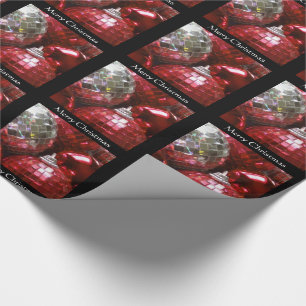 Red Baubles Merry Christmas wrapping paper black