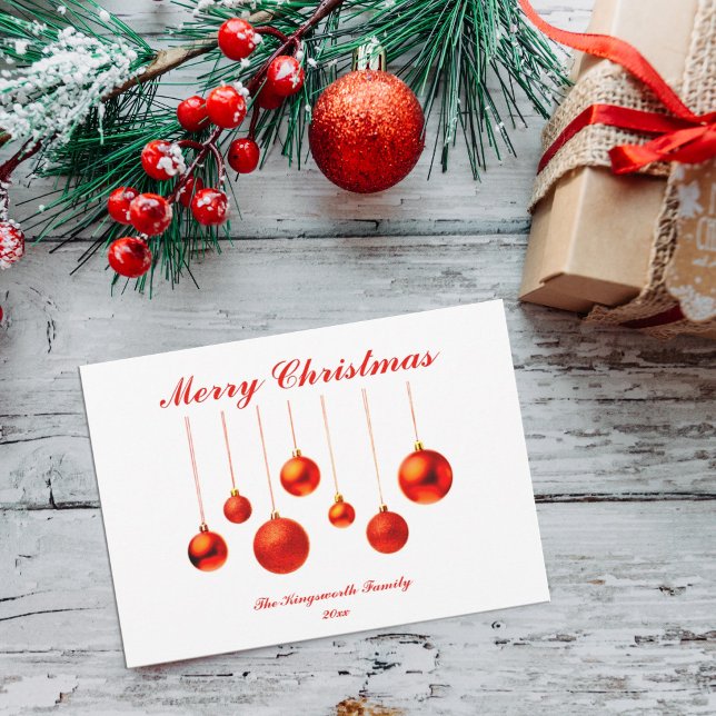 Red Baubles with Merry Christmas customizable card (Creator Uploaded)