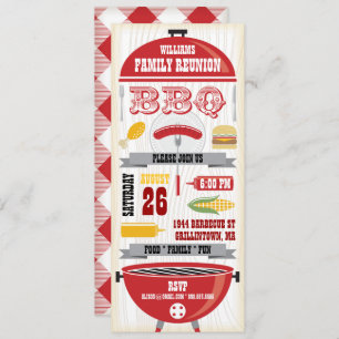 RED BBQ GRILL FAMILY REUNION INVITATION