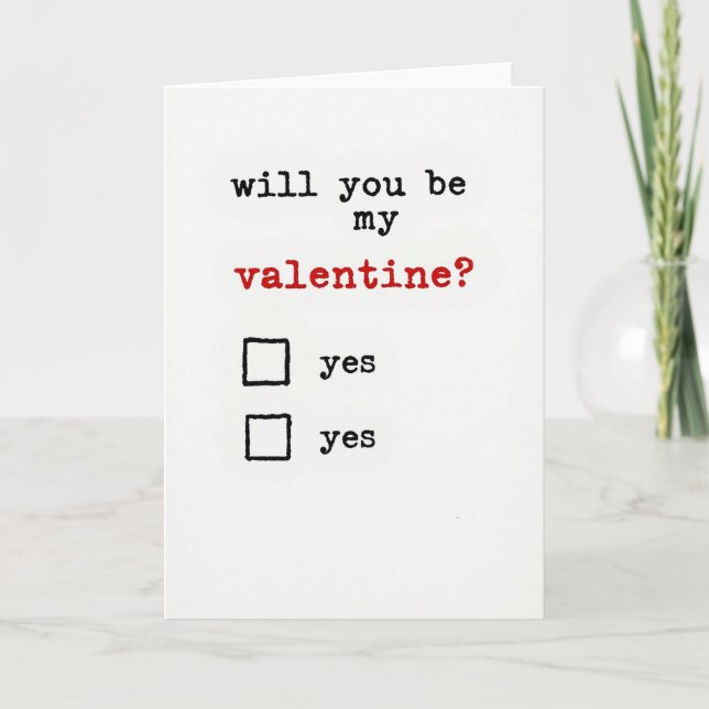 Red Be My Valentine Yes Card (Front)