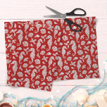 Red Beach Christmas Seahorses Pattern Tissue Paper<br><div class="desc">This tropical beach Christmas tissue paper features a silver glitter pattern of seahorses,  seashells,  and holly sprigs on a holiday red background. If you would like this design on more products or other colorways,  or for other design-related inquiries,  please contact me through Zazzle Chat.</div>