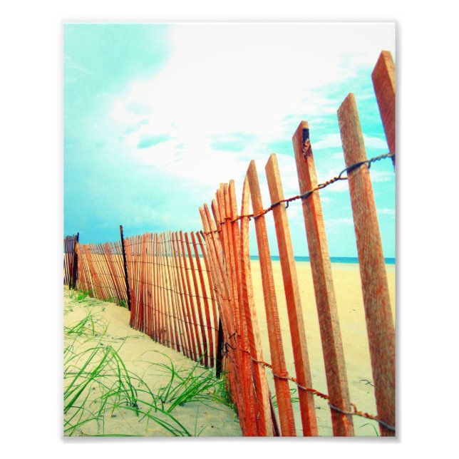 Red Beach Dune Fence Photo Print (Front)