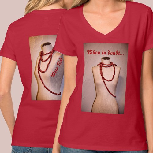 Red Beads on Mannequin Flirty Chic Fashion T_Shirt