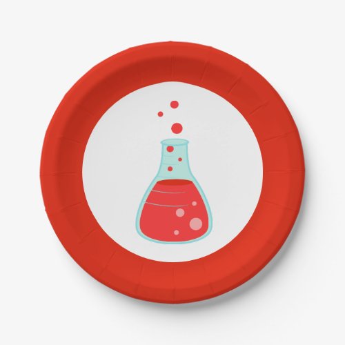 Red Beaker Science Party Paper Plates