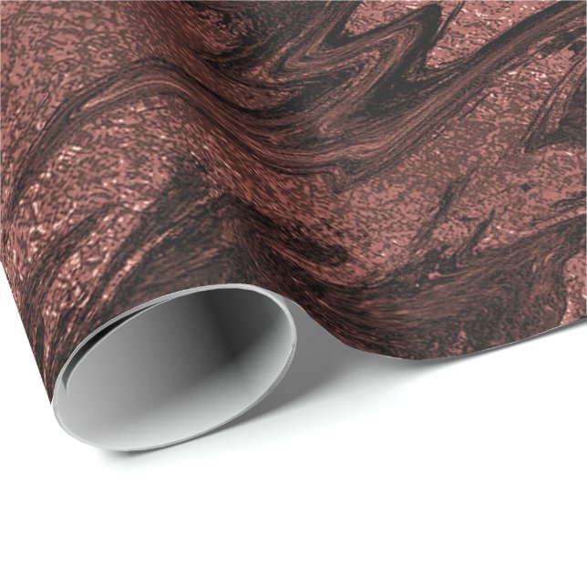 Red Bean Bronze Maroon Deep Marble Molten Glitter Wrapping Paper (Roll Corner)