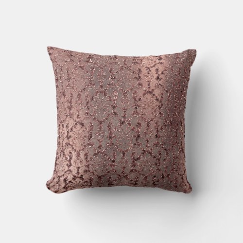 Red Bean Damask Pink Rose Gold Sequin Copper Throw Pillow