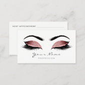 Red Bean Glitter Makeup Artist Lashes Black White Appointment Card (Front/Back)