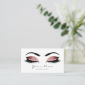 Red Bean Glitter Makeup Artist Lashes Black White Appointment Card (Standing Front)