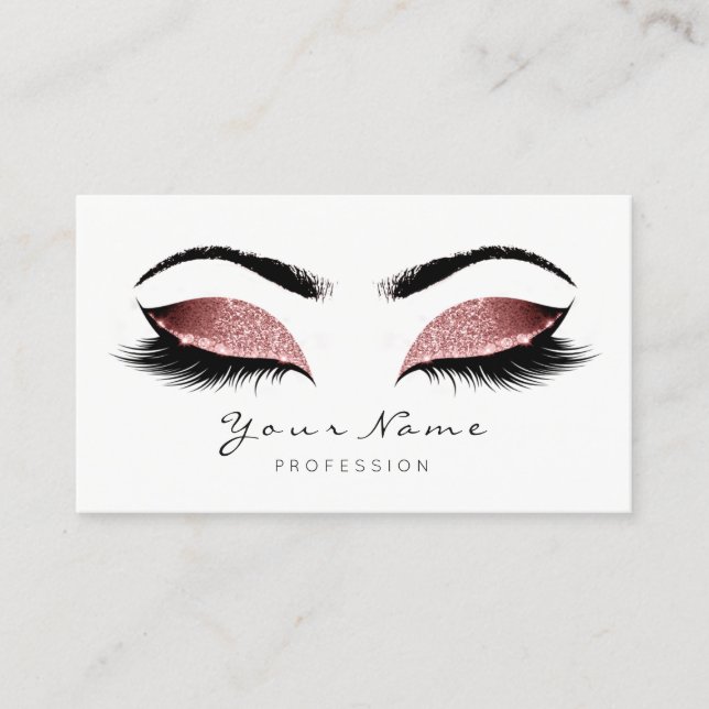 Red Bean Glitter Makeup Artist Lashes Black White Appointment Card (Front)