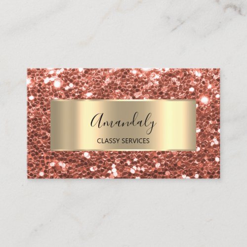 Red Bean Gold Frame Chunky Glitter QR Code Logo    Business Card