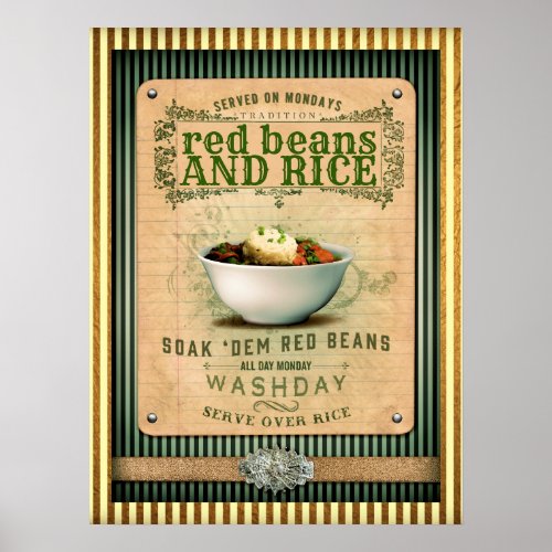 Red Beans and Rice New Orleans Cajun Poster