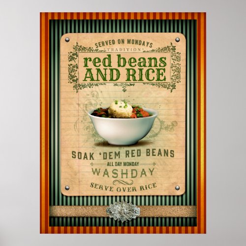 Red Beans and Rice New Orleans Cajun Poster