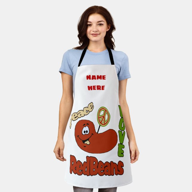 Red Beans & Rice, Design add text, Apron (Worn)
