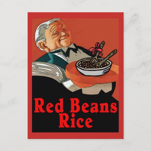 Red Beans  Rice vintage waiter Postcard