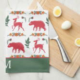 Folk Art Bear Kitchen Towel