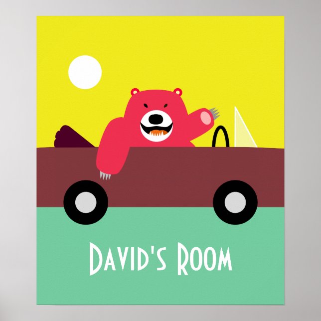 Red Bear in Convertible Poster (Front)