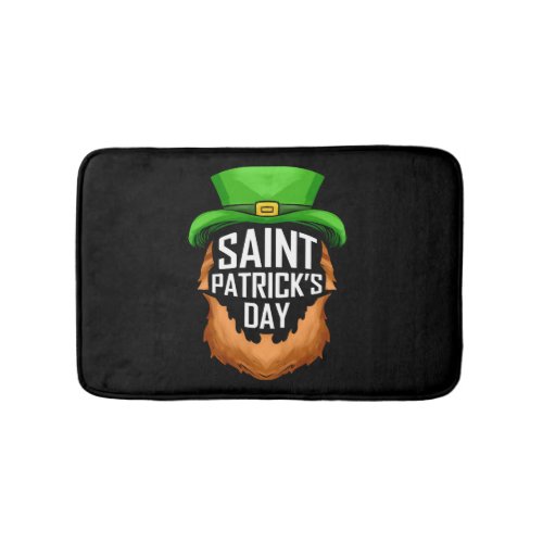 Red Beard And Green Hat Logo For St Patricks Day Bath Mat