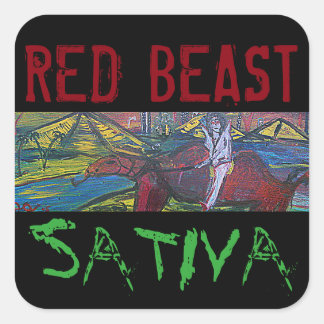 RED BEAST SATIVA SQUARE STICKER