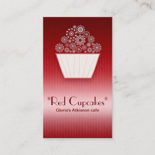 red beautiful cupcake business card