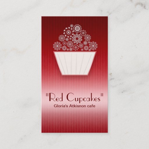 Customizable red beautiful cupcake business card