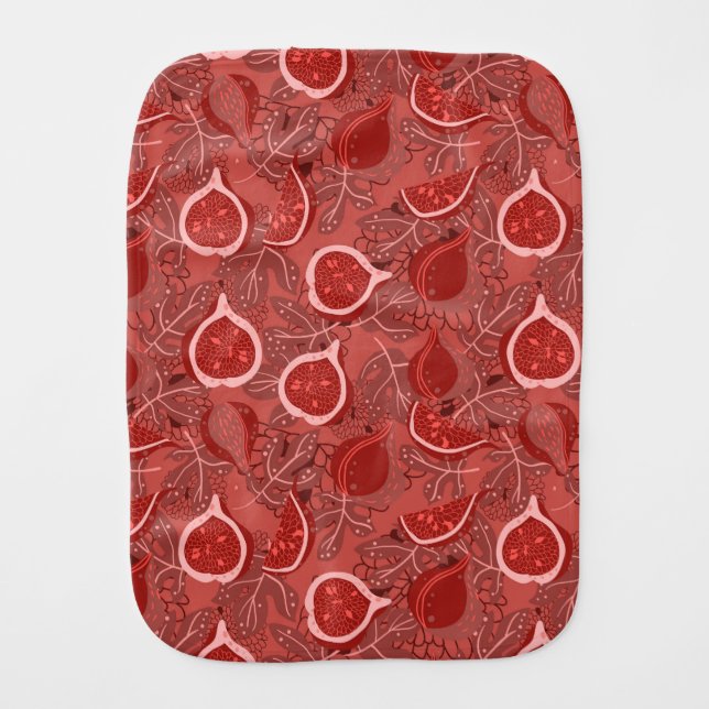 Red beautiful fig fruit pattern baby burp cloth (Front)