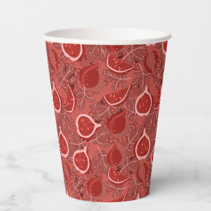 Red beautiful fig fruit pattern paper cups
