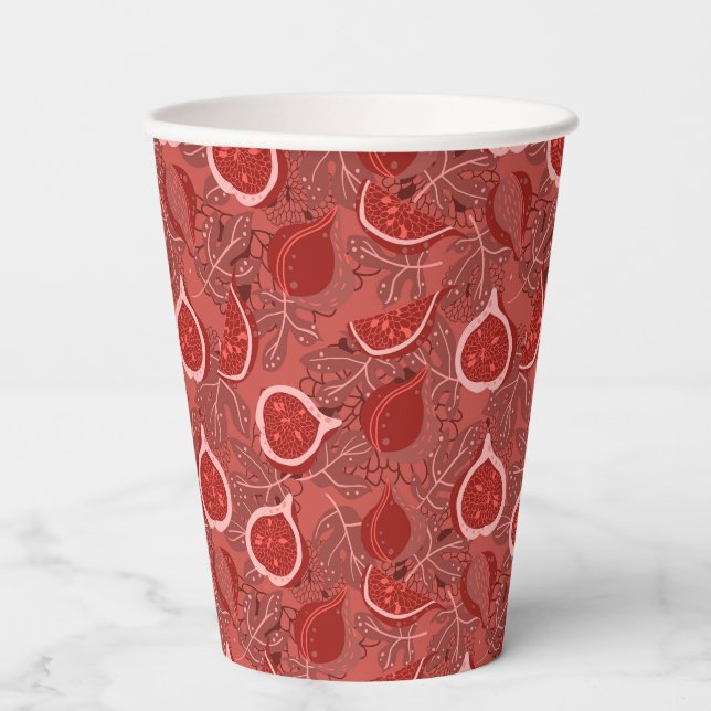 Red beautiful fig fruit pattern paper cups (Front)