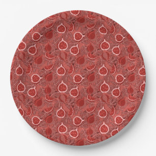 Red beautiful fig fruit pattern paper plates