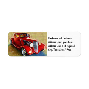 Red Beauty - Classic Collector's Car Label