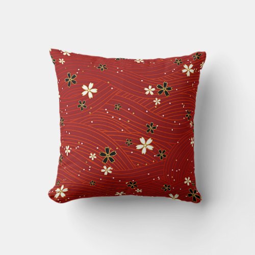 Red Beauty floral pattern Throw Pillow