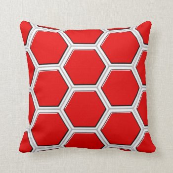 Red Beehive Pattern Throw Pillow by Tissling at Zazzle