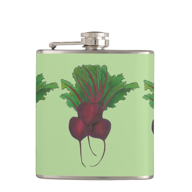 Red Beet Bunch Vegetable Garden Cooking Food Vegan Flask (Front)