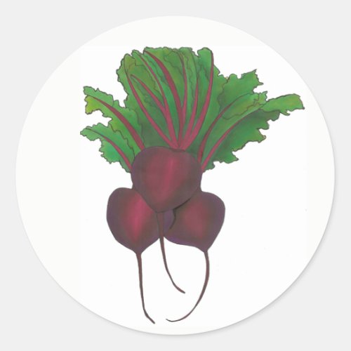 Red Beet Bunch Vegetable Vegetarian Gardening Food Classic Round Sticker
