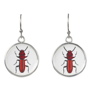 Red beetle earrings