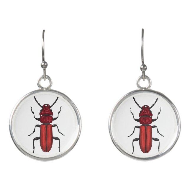 Red beetle earrings (Front)