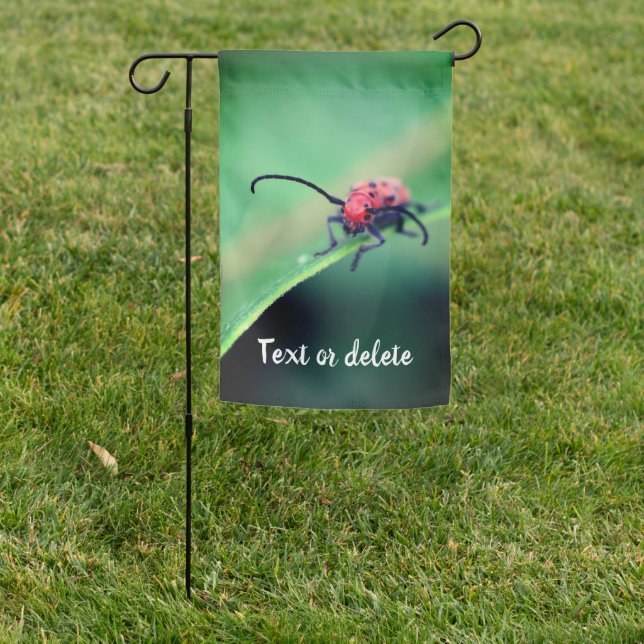 Red Beetle Insect Close Up Personalized Garden Flag (In SItu)