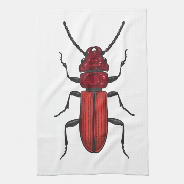 Red beetle kitchen towel (Vertical)