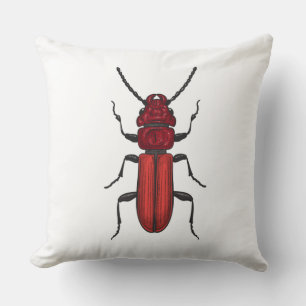 Red beetle throw pillow