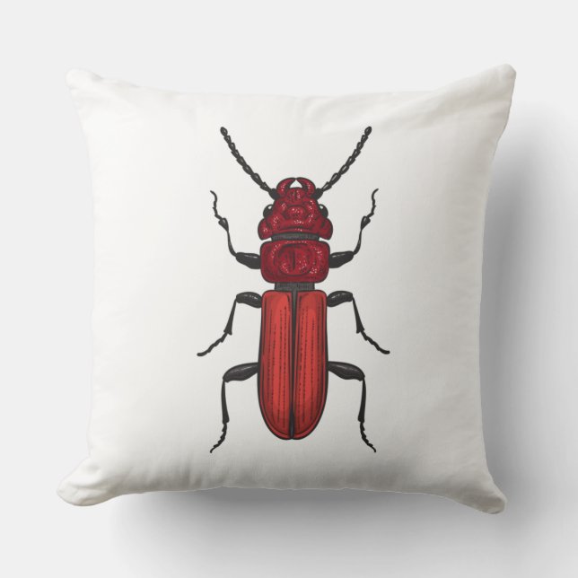 Red beetle throw pillow (Front)