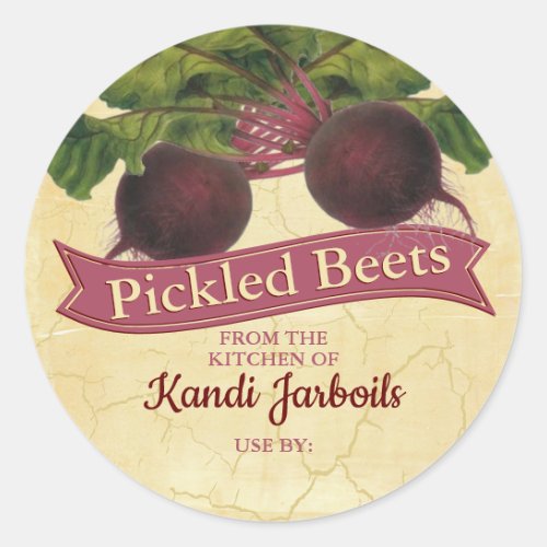  Red beets personalized home canning homemade by C Classic Round Sticker