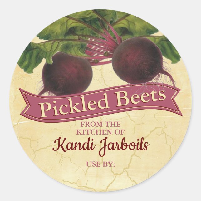  Red beets personalized home canning homemade by C Classic Round Sticker (Front)