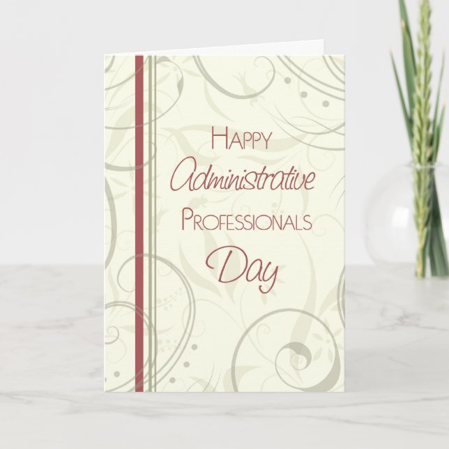 Red Beige Administrative Professionals Day Card (Front)