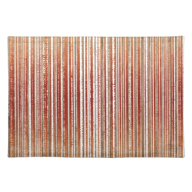 Red, Beige, and White Striped Pattern Cloth Placemat (Front)