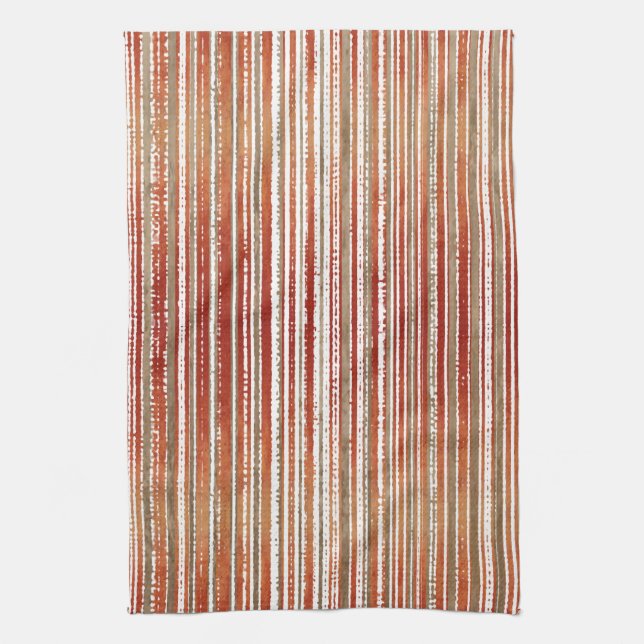 Red, Beige, and White Striped Pattern Kitchen Towel (Vertical)